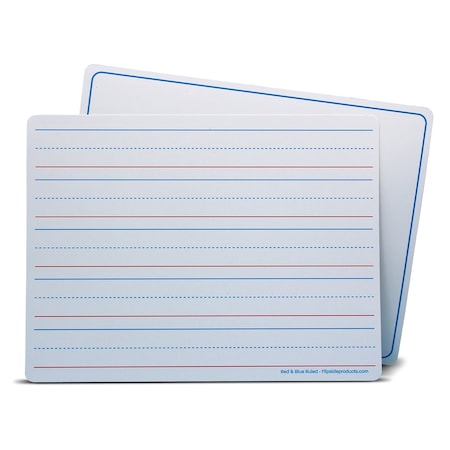 Flipside Products Dry Erase Learning Mat, Two-Sided Red Ruled/Plain, 9in x 12in, 12PK 20034